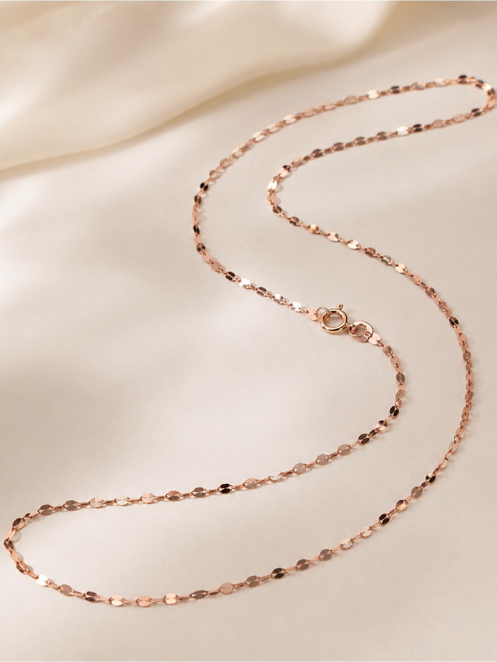 10K Rose Gold 14” Mirror Cut Faceted Choker Chain – Sparkly Solid Gold